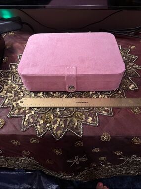 Pink Suede Jewelry Travel Case